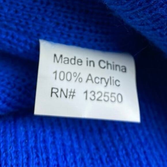 New York Knicks NBA Blue Orange Striped Knit Logo Pompom Beanie Cap Hat One Size - Picture 3 of 3